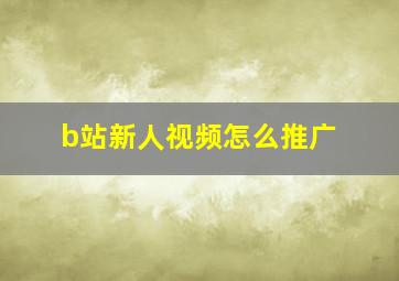 b站新人视频怎么推广