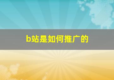 b站是如何推广的