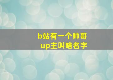 b站有一个帅哥up主叫啥名字