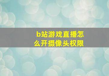 b站游戏直播怎么开摄像头权限