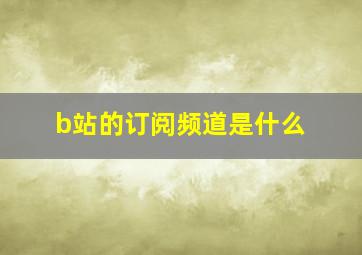 b站的订阅频道是什么