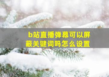 b站直播弹幕可以屏蔽关键词吗怎么设置