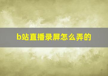 b站直播录屏怎么弄的