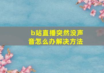 b站直播突然没声音怎么办解决方法