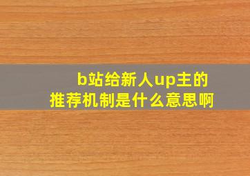 b站给新人up主的推荐机制是什么意思啊