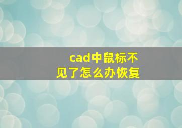 cad中鼠标不见了怎么办恢复