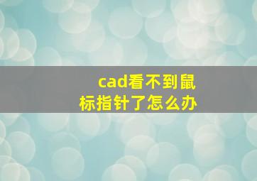 cad看不到鼠标指针了怎么办