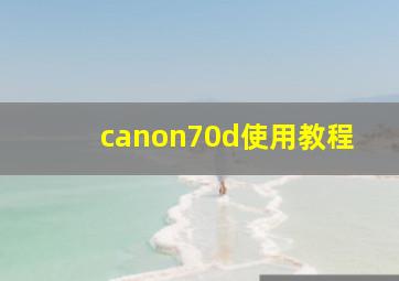 canon70d使用教程