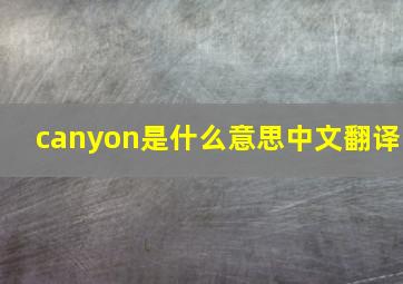 canyon是什么意思中文翻译