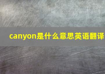 canyon是什么意思英语翻译