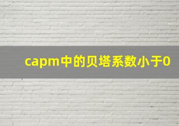 capm中的贝塔系数小于0