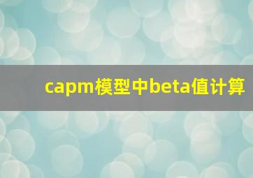 capm模型中beta值计算