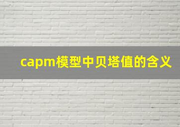 capm模型中贝塔值的含义