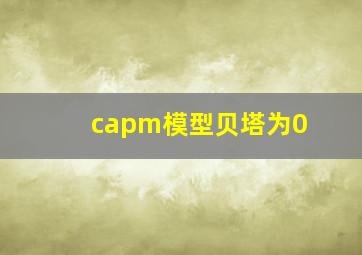 capm模型贝塔为0