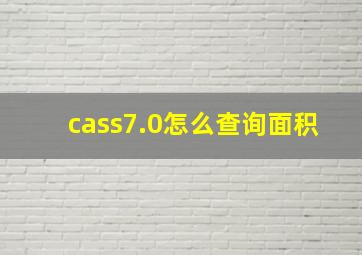 cass7.0怎么查询面积