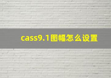 cass9.1图幅怎么设置