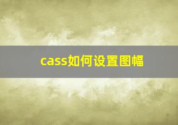 cass如何设置图幅