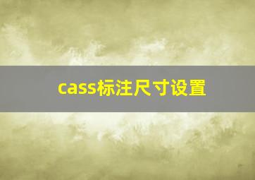 cass标注尺寸设置