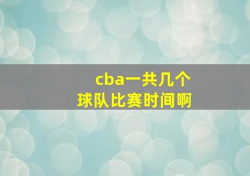 cba一共几个球队比赛时间啊