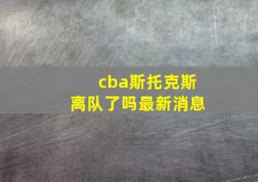 cba斯托克斯离队了吗最新消息