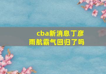 cba新消息丁彦雨航霸气回归了吗