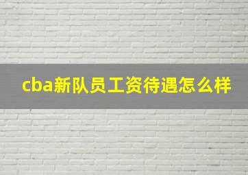 cba新队员工资待遇怎么样