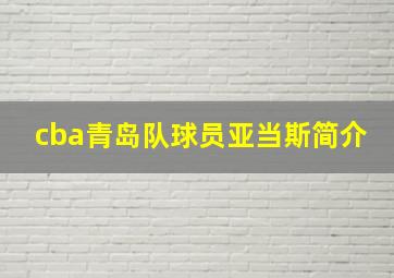 cba青岛队球员亚当斯简介