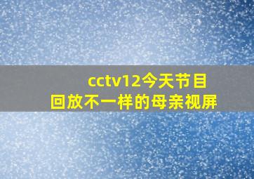 cctv12今天节目回放不一样的母亲视屏