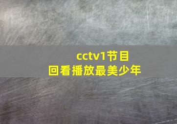 cctv1节目回看播放最美少年