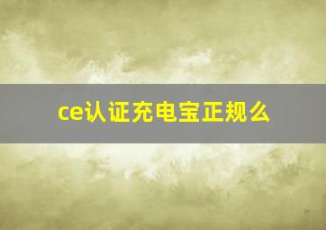 ce认证充电宝正规么