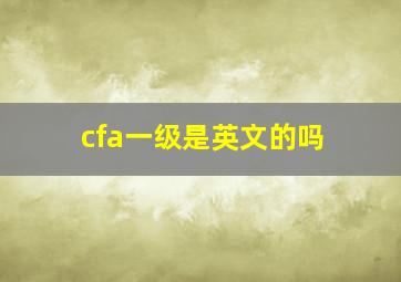 cfa一级是英文的吗