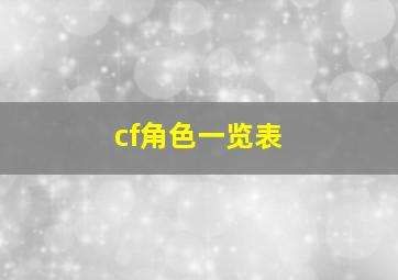 cf角色一览表