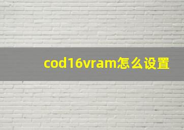 cod16vram怎么设置