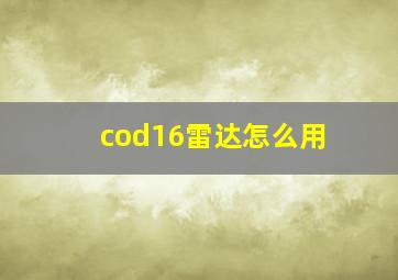 cod16雷达怎么用