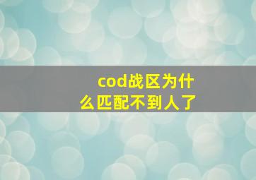 cod战区为什么匹配不到人了