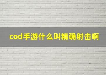 cod手游什么叫精确射击啊