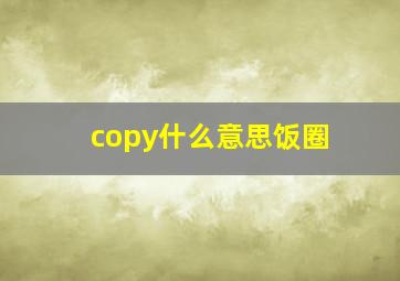 copy什么意思饭圈