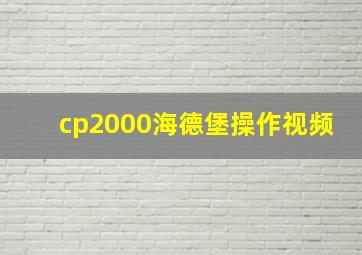 cp2000海德堡操作视频