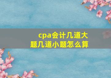 cpa会计几道大题几道小题怎么算