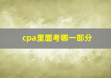 cpa里面考哪一部分