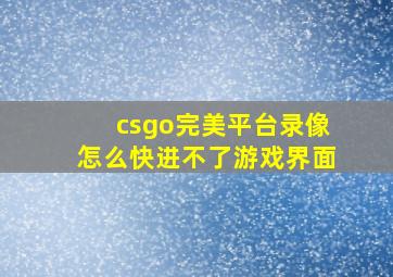 csgo完美平台录像怎么快进不了游戏界面