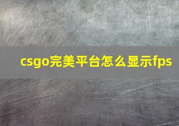 csgo完美平台怎么显示fps