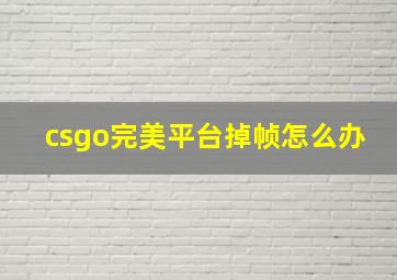 csgo完美平台掉帧怎么办