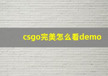 csgo完美怎么看demo