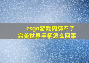 csgo游戏内绑不了完美世界手柄怎么回事