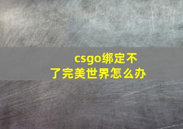 csgo绑定不了完美世界怎么办