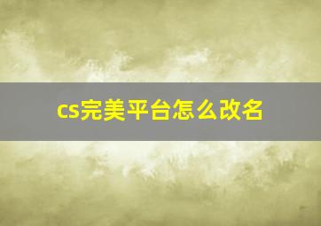 cs完美平台怎么改名