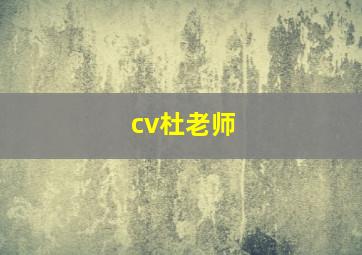 cv杜老师