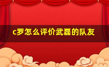 c罗怎么评价武磊的队友