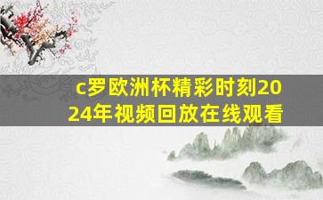 c罗欧洲杯精彩时刻2024年视频回放在线观看